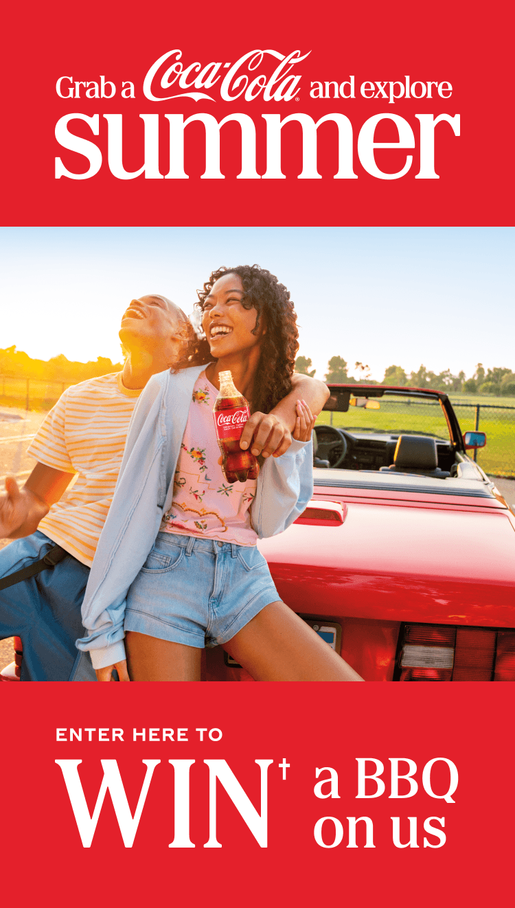 Grab a Coca-Cola and explore summer. Enter to WIN† a BBQ on us.
